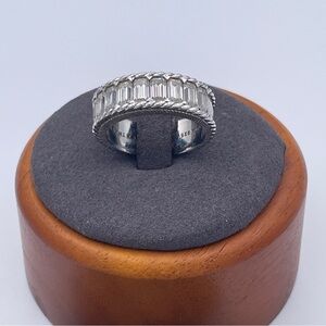 Judith Ripka Sterling Silver CZ Baguette Band Ring 925 Thailand Size 7